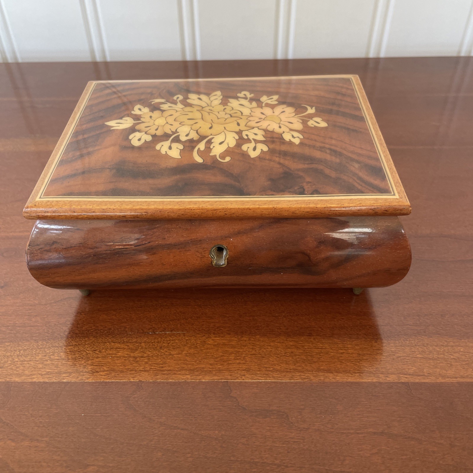 Vintage Italian Wood Music Jewlery Box - 