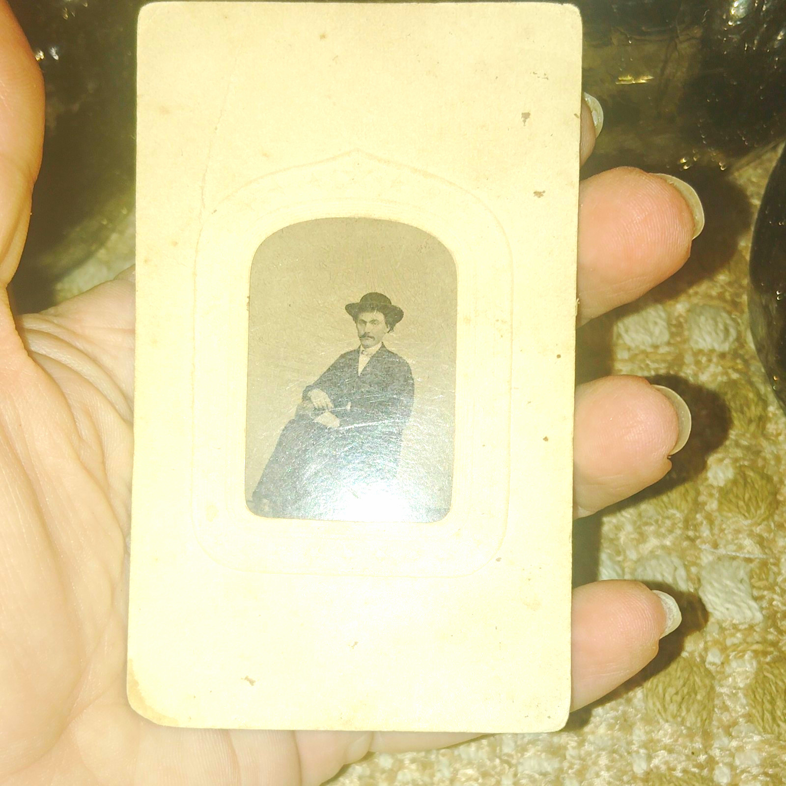 John H. Rogers Original Black & White CDV Portrait Photo of Man, Unframed, 1pc John H. Rogers Original Black & White CDV Portrait Photo of Man, Unframed, 1pc
