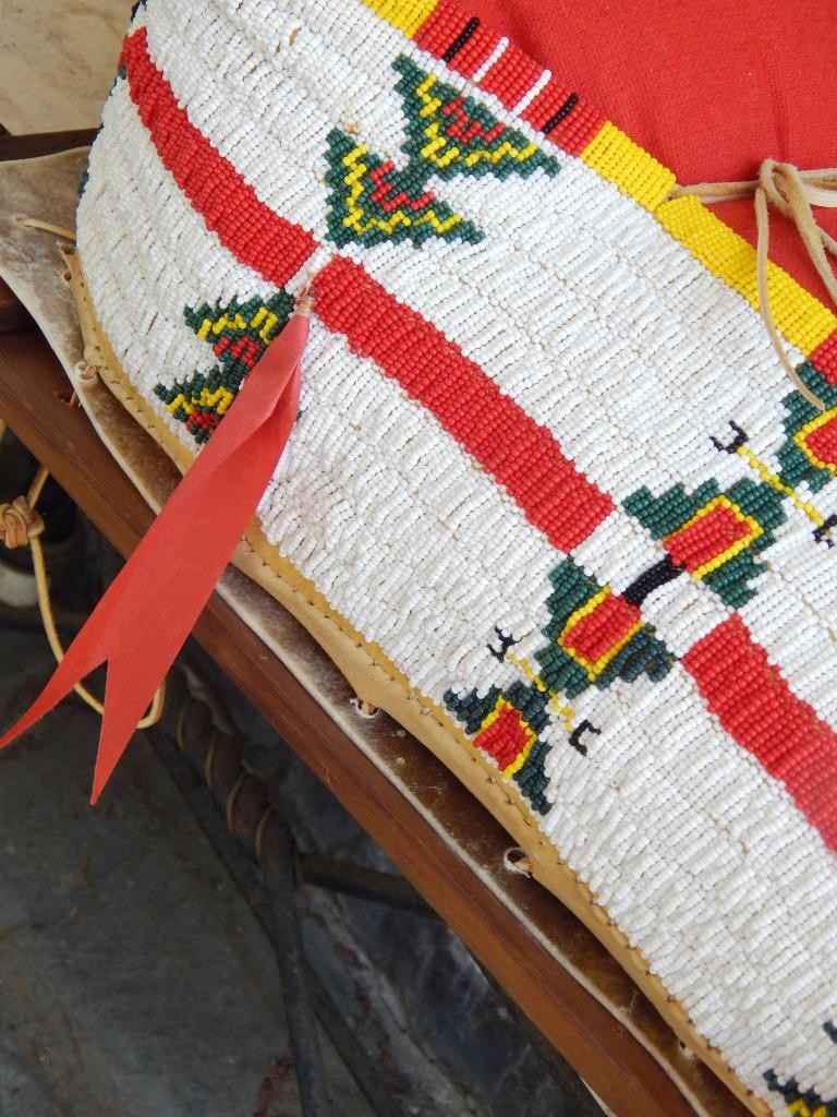 VINTAGE MID CENTURY N. ARAPAHO INDIAN FULL SIZED FULLY BEADED CRADLEBOARD
