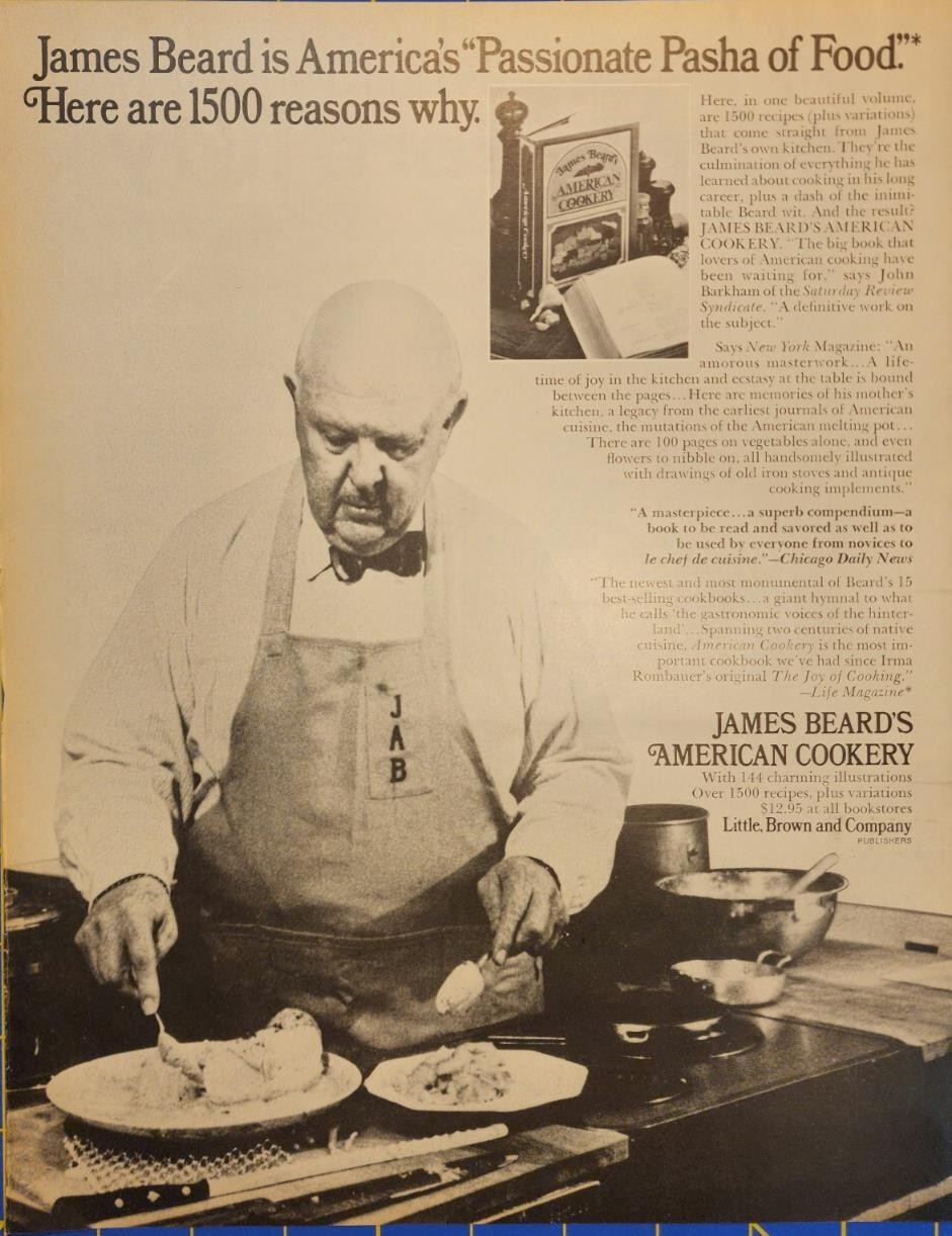 1972 James Beard's American Cookery Magazine Print Ad - Passionate Pasha of Food