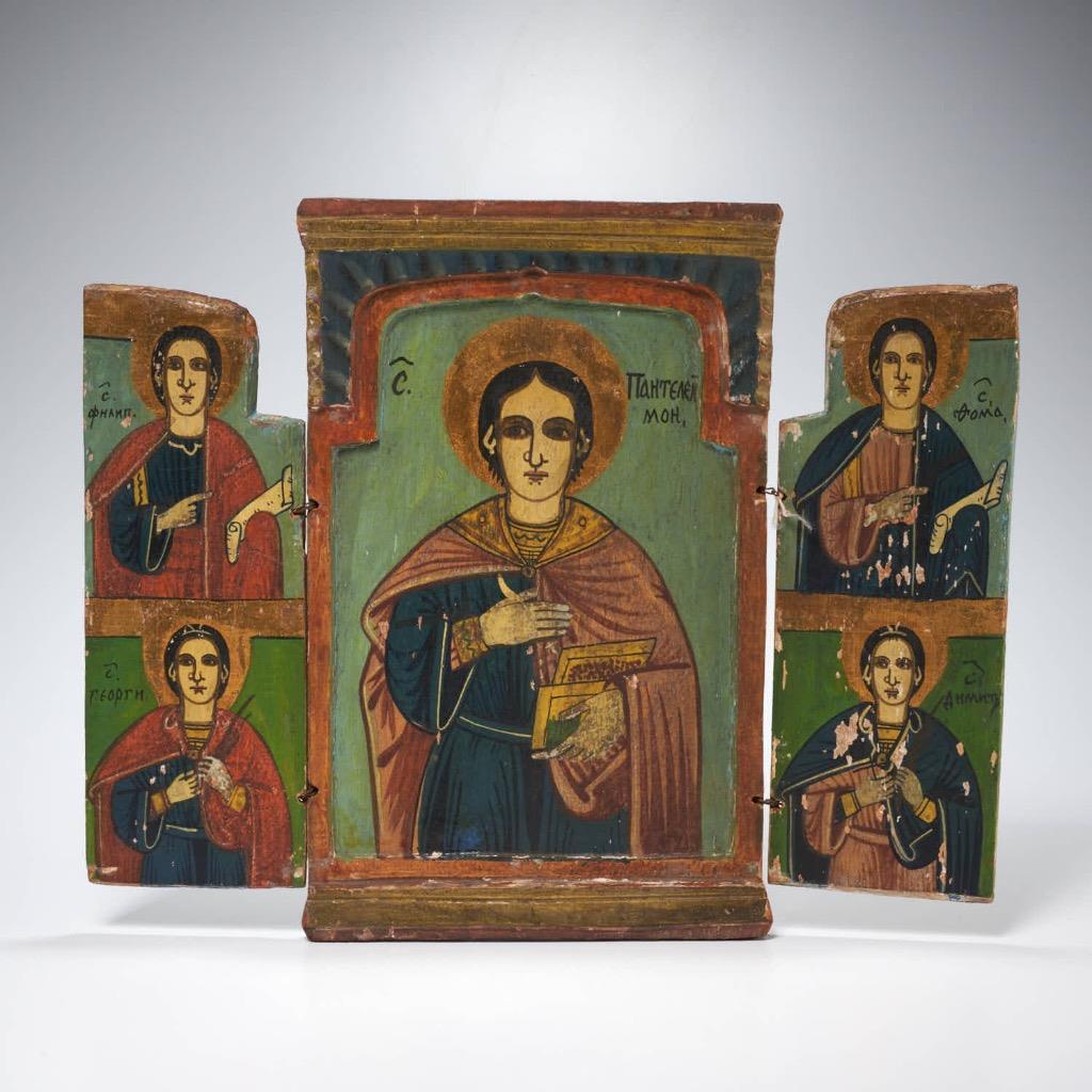 19th Century Russian Religious Icon Saint Demetrius Pantaleon Thomas George