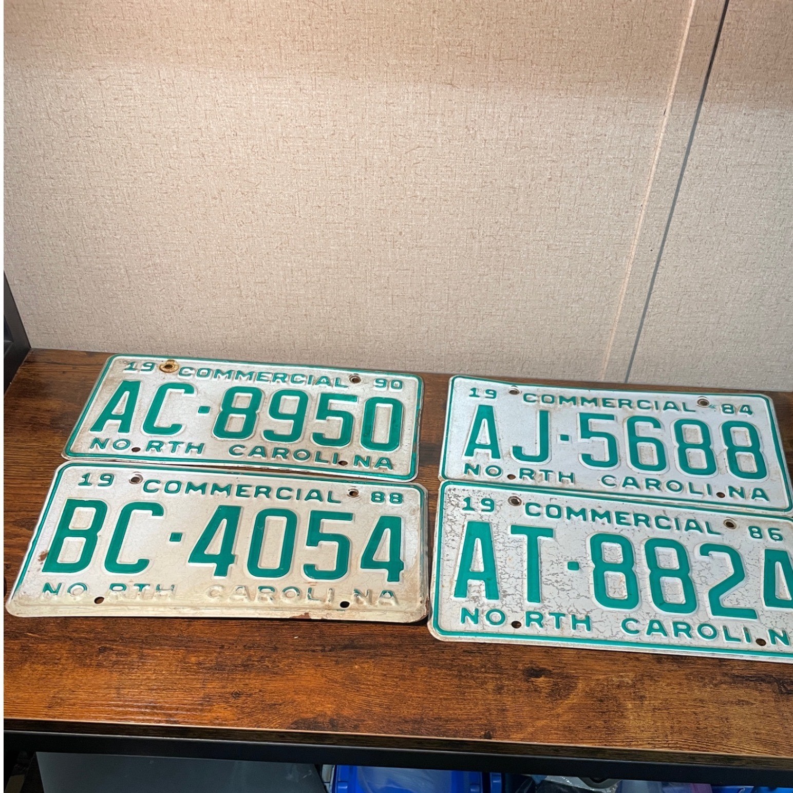 Vintage North Carolina Commercial License Plate Lot 1984 1986 1988 1990 Set of 4