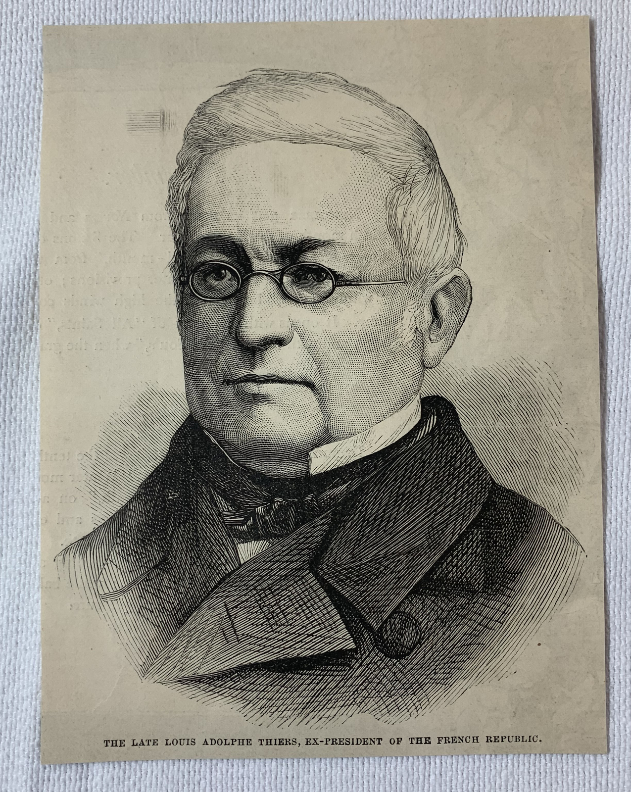 1878 magazine engraving~LOUIS ADOLPHE THIERS President French Republic