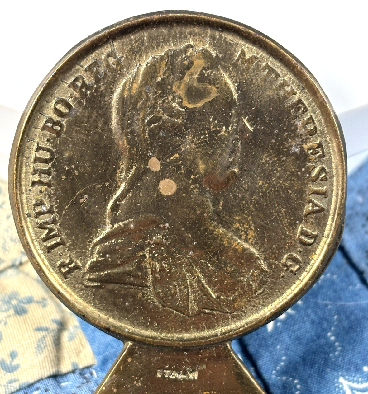 VTG Carl Aubock Brass Bottle Opener Maria Theresia Taler Coin MCM Italy 1950 VTG Carl Aubock Brass Bottle Opener Maria Theresia Taler Coin MCM Italy 1950