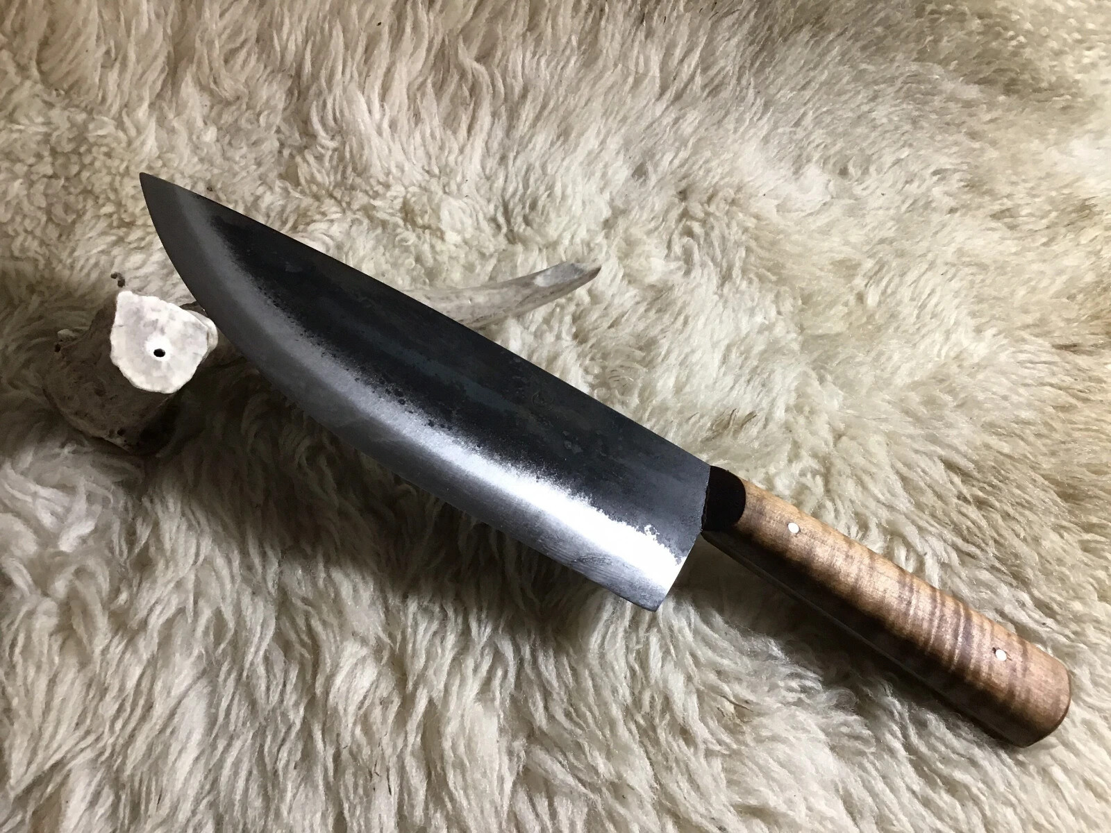 Jeff White Chef knife with curly maple handle Jeff White Chef knife with curly maple handle