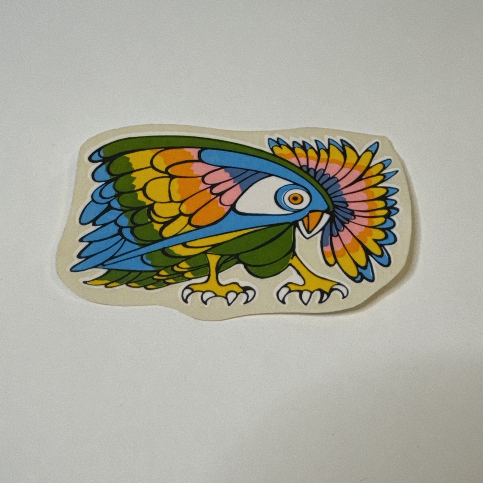 Vintage 70s-80s Psychedelic Bird Sticker Decal Retro Pop Art Colorful Neon Vtg Vintage 70s-80s Psychedelic Bird Sticker Decal Retro Pop Art Colorful Neon Vtg