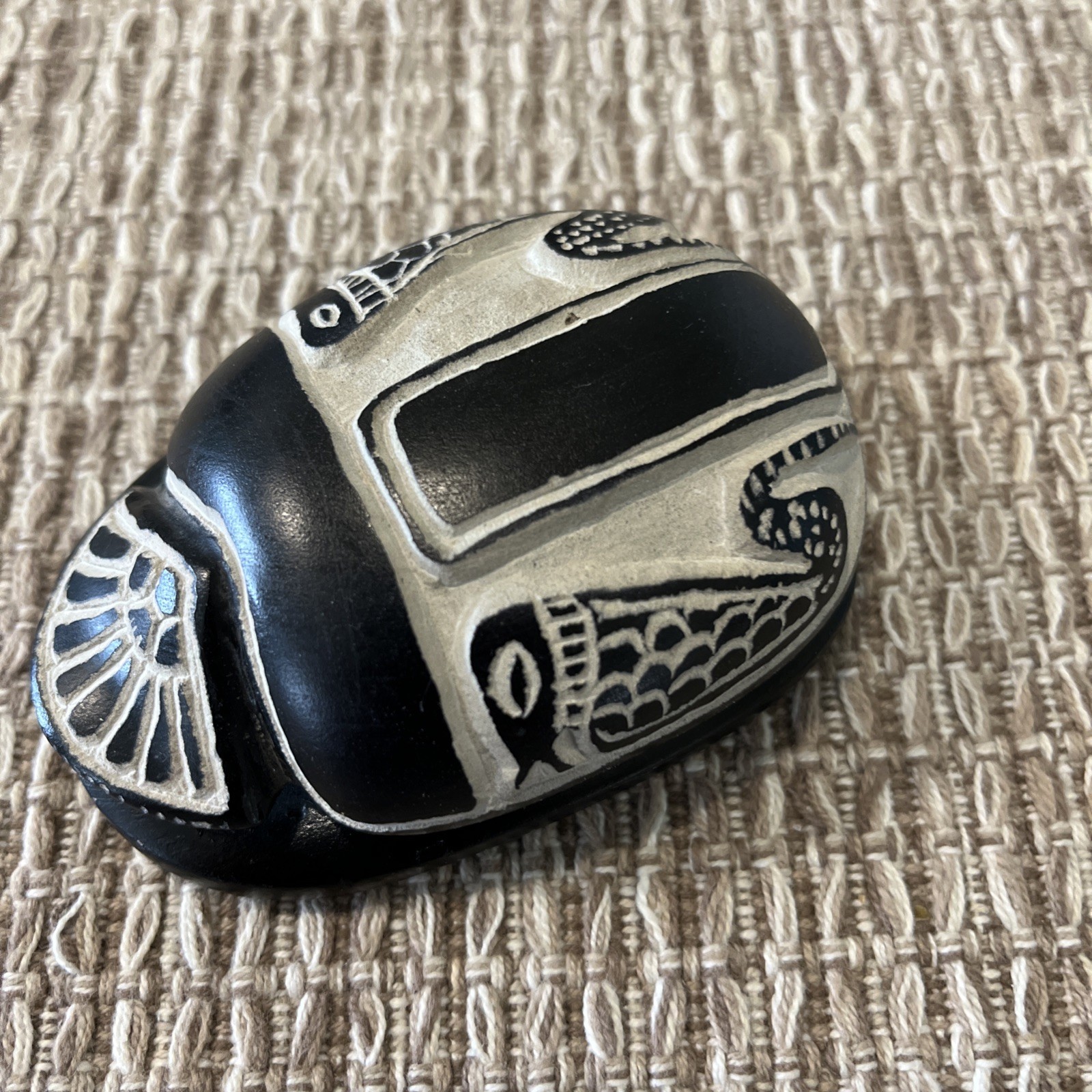 Egyptian Hand Carved Soapstone Scarab Beetle Figurine Paperweight Hieroglyphics Egyptian Hand Carved Soapstone Scarab Beetle Figurine Paperweight Hieroglyphics