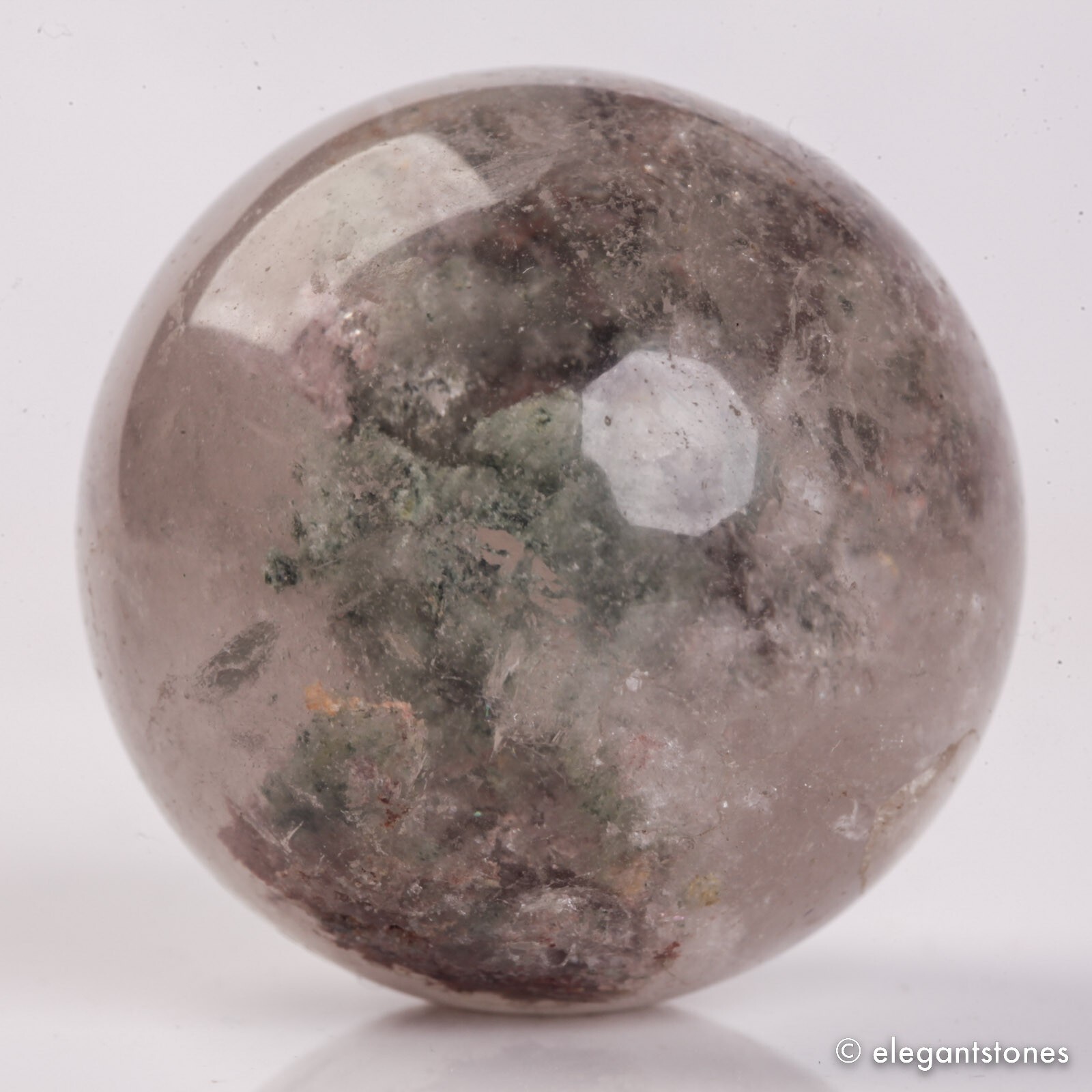 58g34mm Natural Garden/Phantom/Ghost/Lodolite Quartz Crystal Sphere Healing Ball