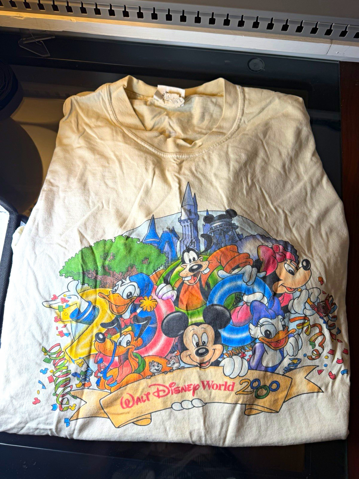Vintage Walt Disney World 2000 Mickey Character Signatures Back T-Shirt XL Y2K