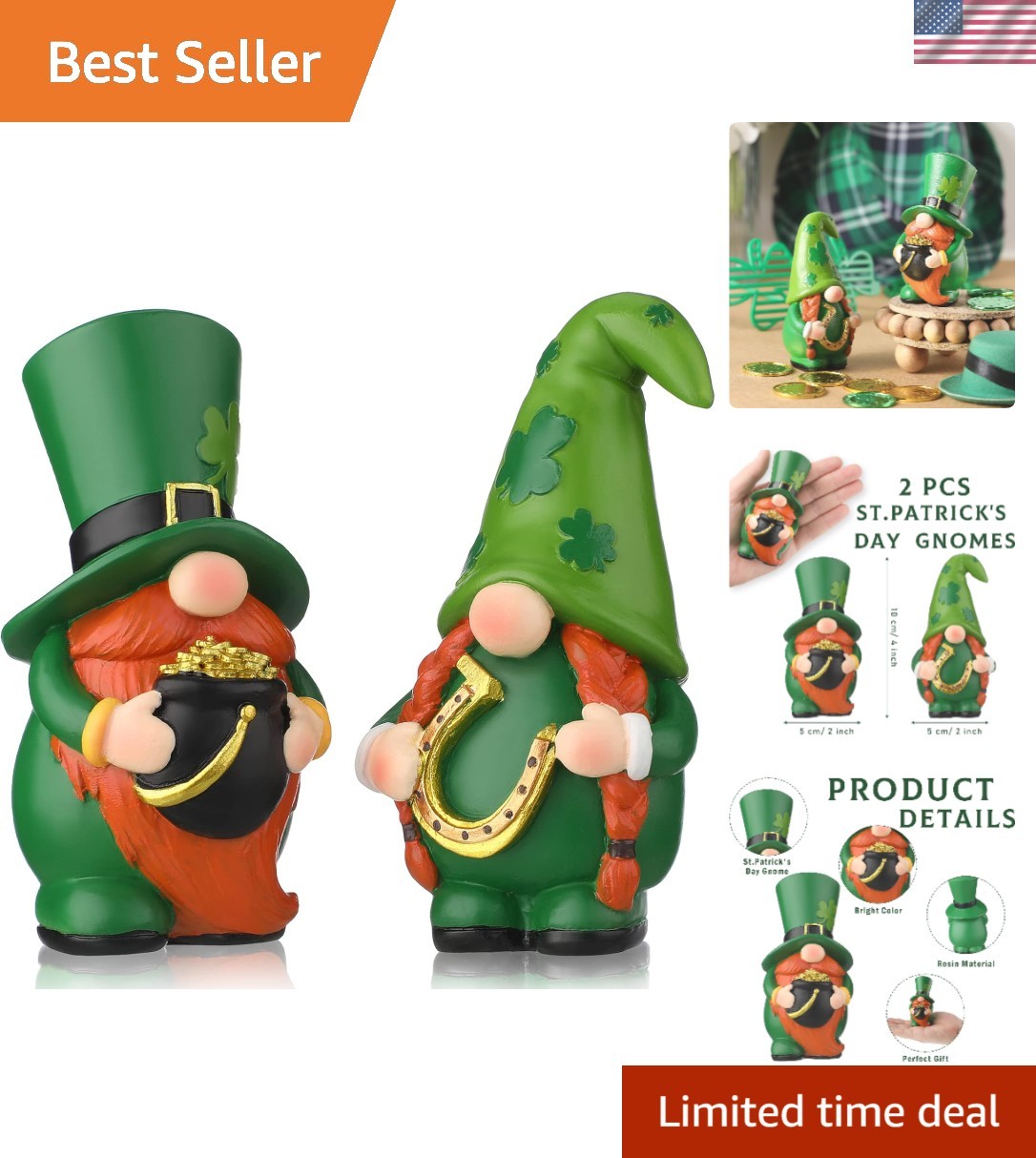 2 Pcs St Patrick\'s Day Gnomes Irish Kitchen Shamrock Resin Gnome Decor Swedis... 2 Pcs St Patrick\'s Day Gnomes Irish Kitchen Shamrock Resin Gnome Decor Swedis...