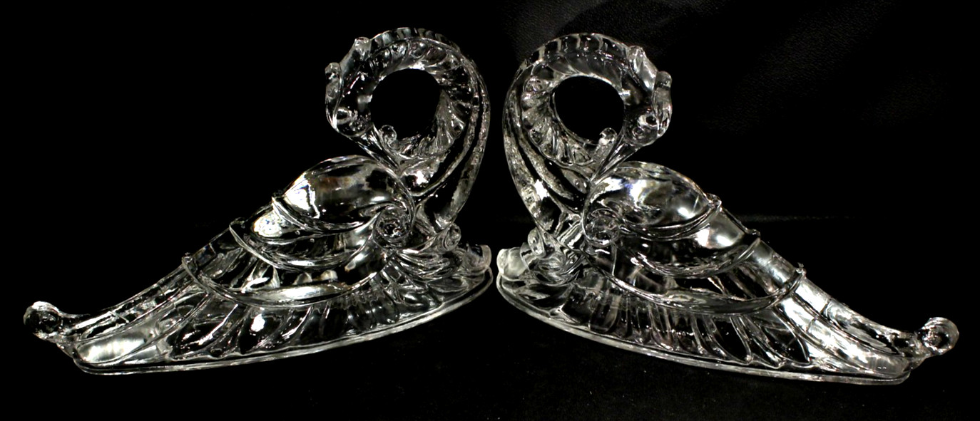 Pair Paden City DRAGON SWANS Clear Glass Excellent Condition RARE 10 Pair Paden City DRAGON SWANS Clear Glass Excellent Condition RARE 10