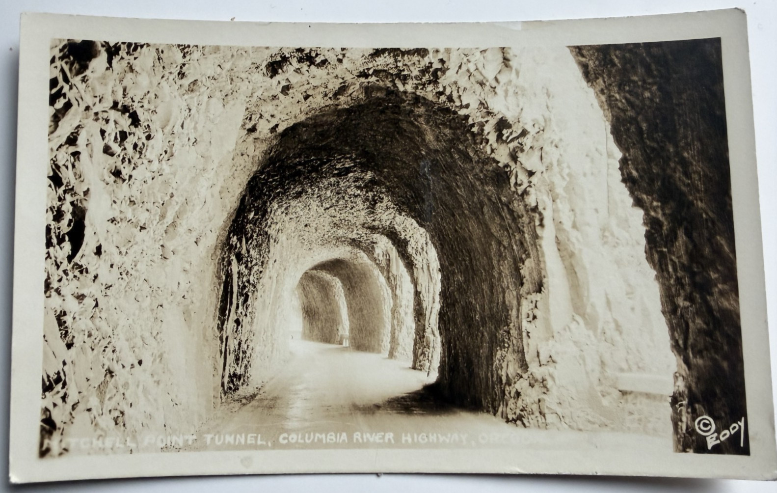 c1928 RPPC Mitchell Point Tunnel Columbia River Highway Oregon Postcard Antique
