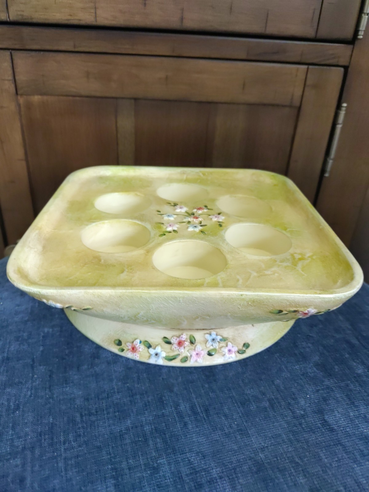 Vintage PartyLite Six Tealight Deco Ceramic Floral Candle Holder