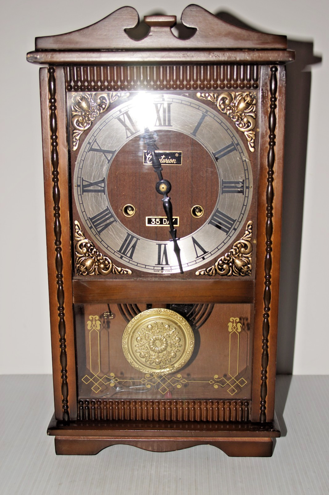 Vtg  Centurion 35-Day  Chime Wall Clock, Wind Up, W/Pendulum & Key. Working