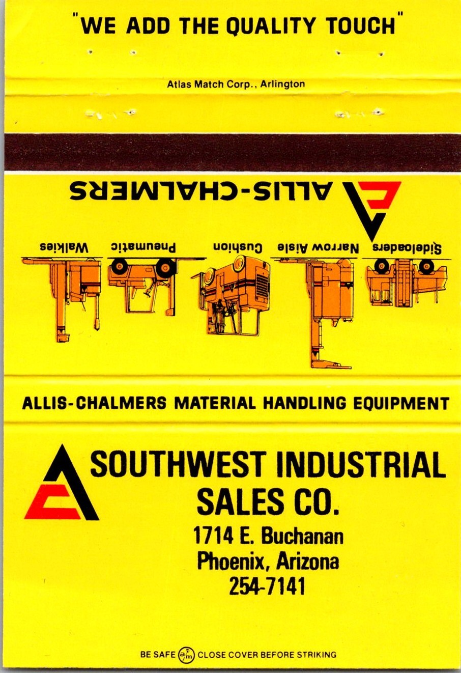 Southwest Industrial Sales Co Phoenix AZ Vintage Large Matchbook Cover TSD7-M10