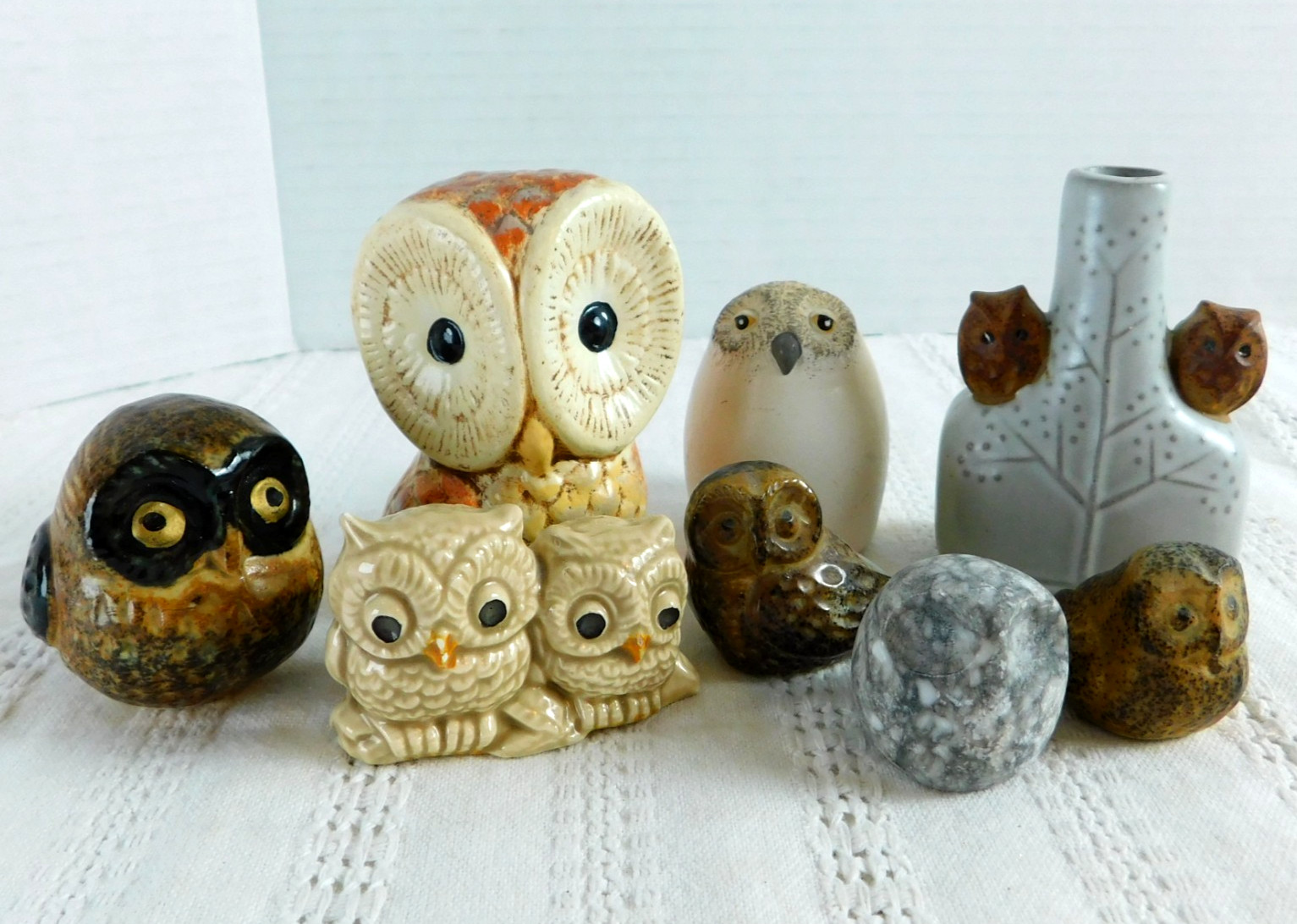 Owl Figurines Lot of 8 Ceramic Soapstone Pottery Resin Vase Vintage Decor Birds Owl Figurines Lot of 8 Ceramic Soapstone Pottery Resin Vase Vintage Decor Birds