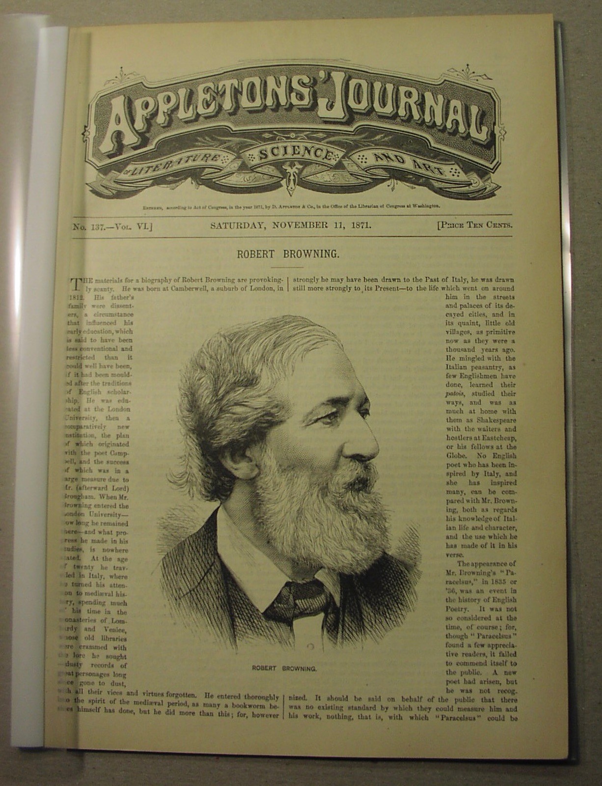 1871: CANANDAIGUA Lake; ROBERT BROWNING; INDIAN eloquence; JUPITER; Chicago fire