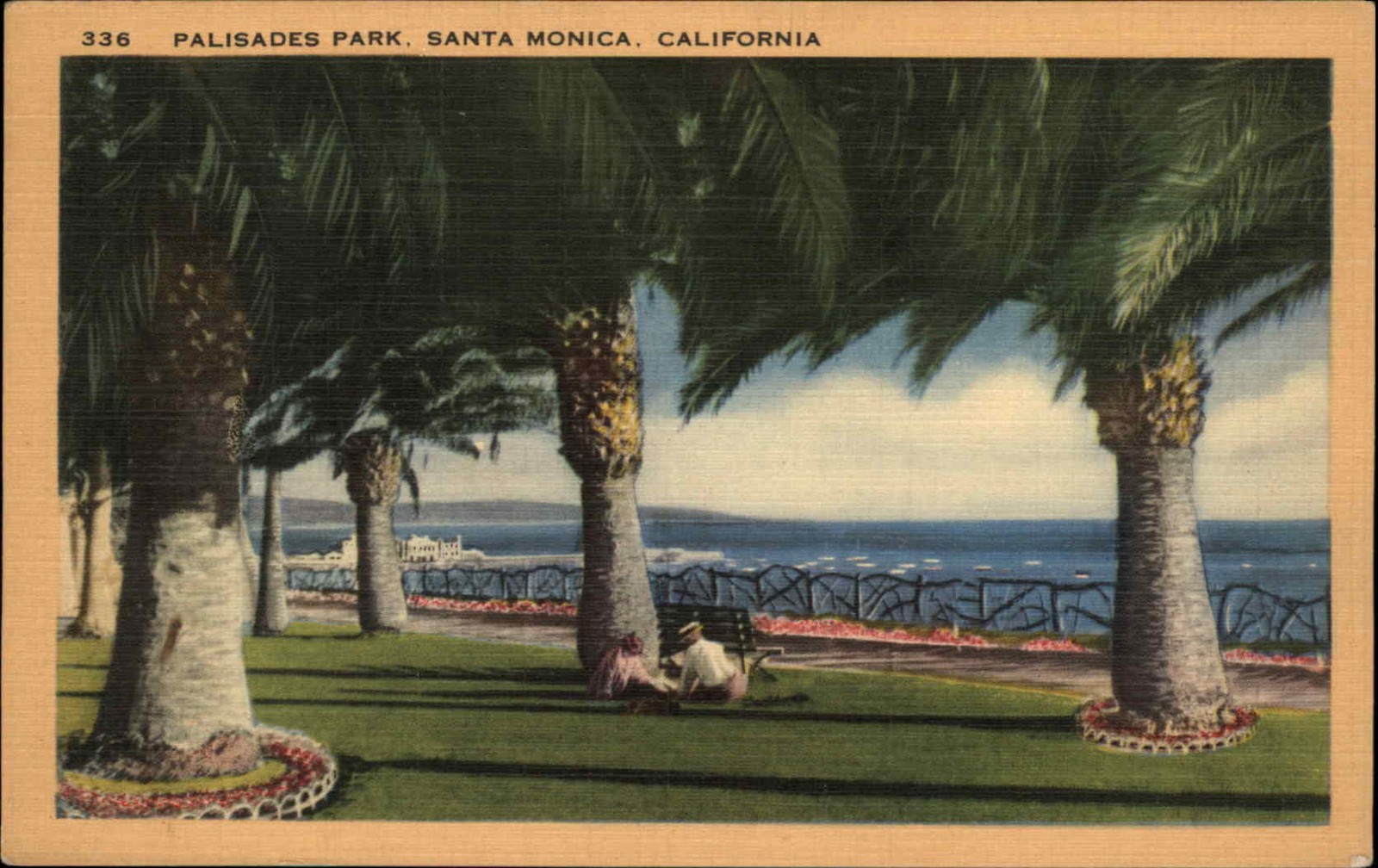Santa Monica CA California Palisades Park Couple c1930-50s Vintage Postcard