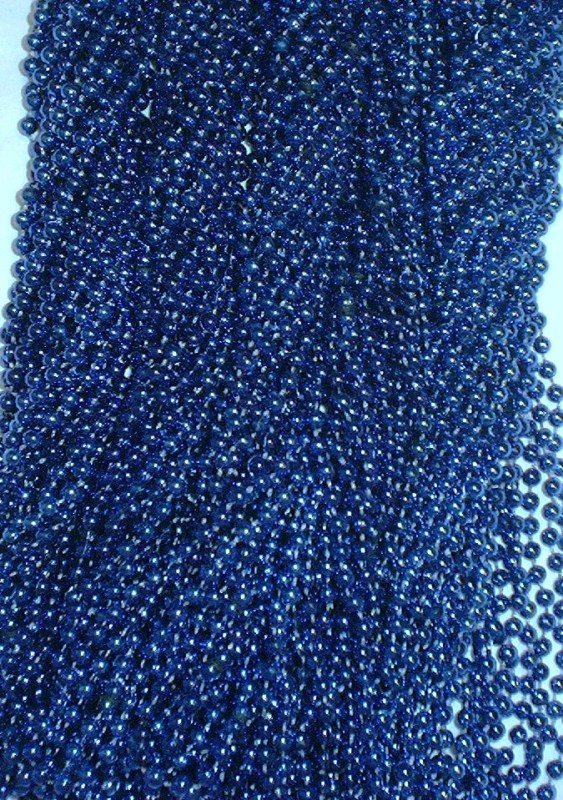 60 Royal Blue Mardi Gras Beads Party Favors Metallic Necklaces 5 Dozen Lot