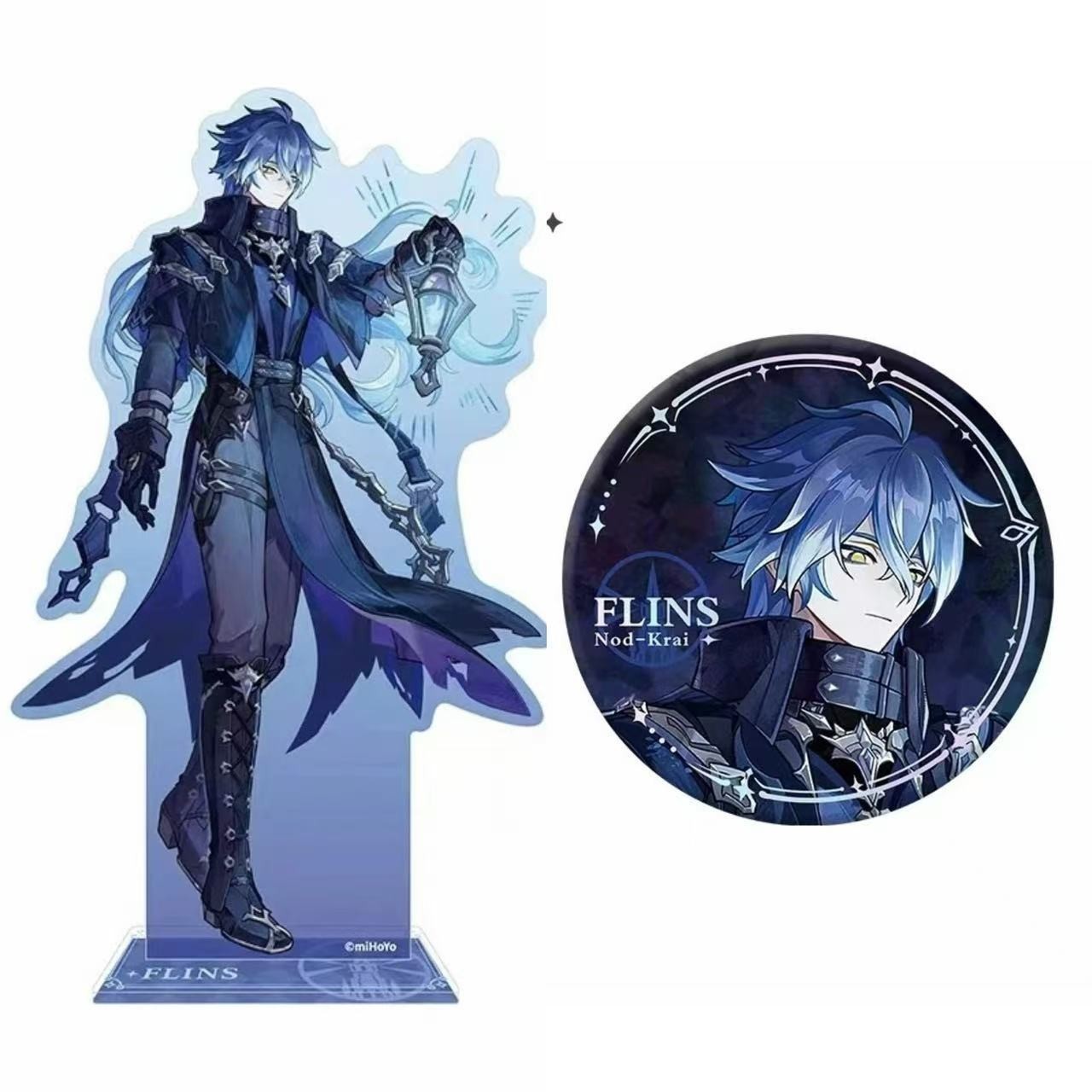 2Pcs Hot Game Flins 10Cm Acrylic Stand Figure Tinplate Badge Decorative Gifts