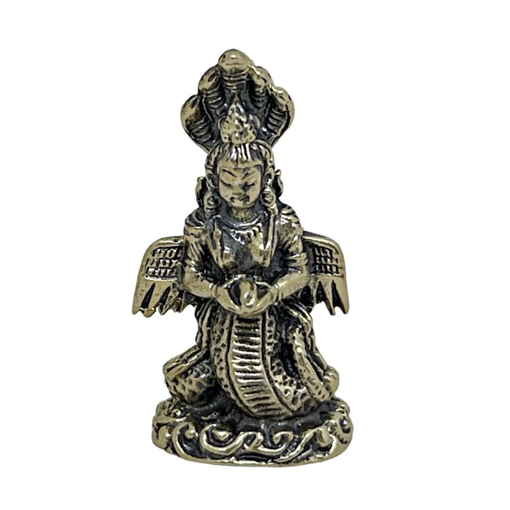 Mini Brass Manasa Devi Snake Goddess Hindu Protection Lucky Figurine