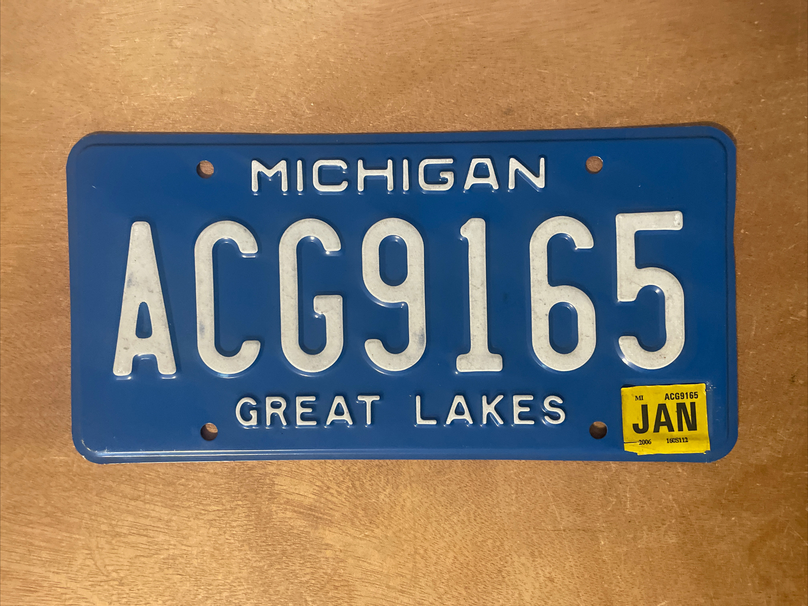 2006 Michigan License Plate # ACG 9165
