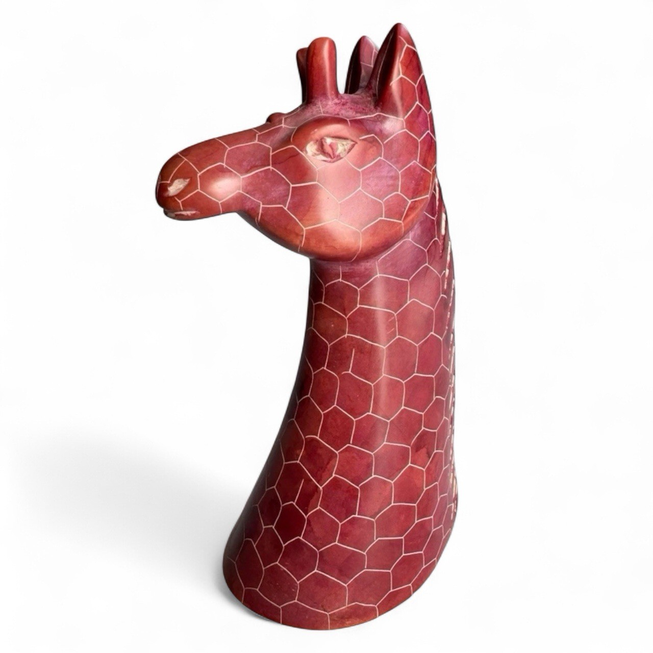 Vintage Besmo Soapstone Giraffe Bust – Hand Carved Kenya African Art Sculpture