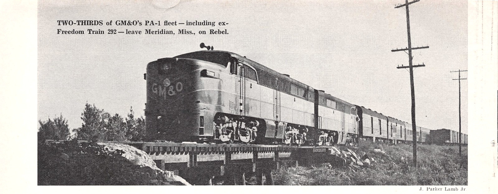 GM&O Alco PA1 Freedom Train 292 Meridian MS Diesel Locomotive 1966 Vtg Mag Image