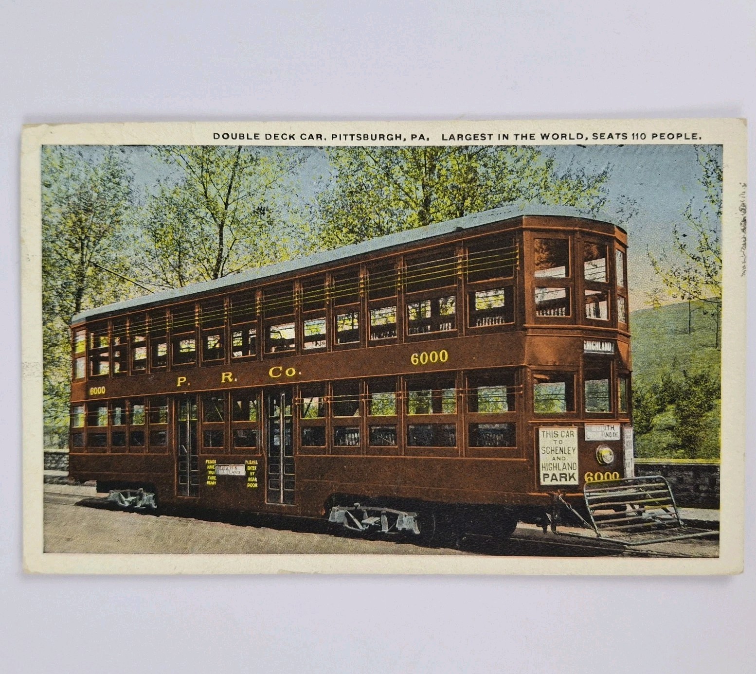 Double Deck Car Pittsburg PA Vintage Postcard 
