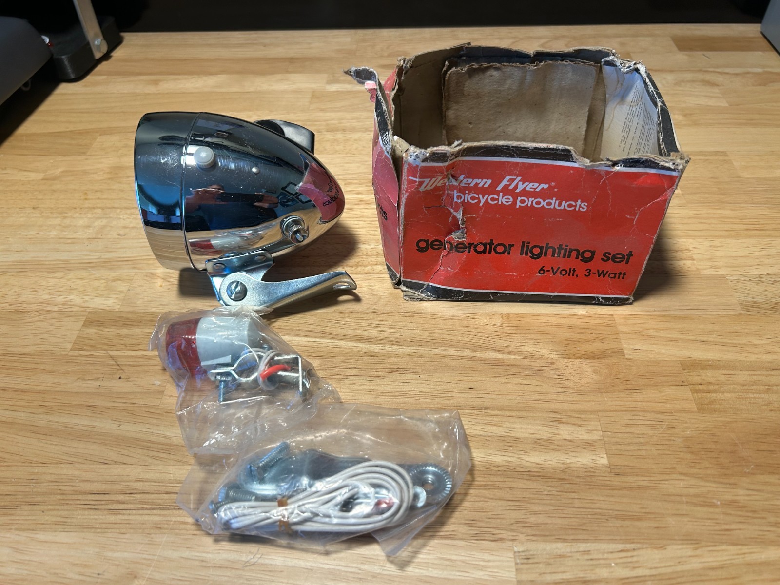 Vintage Western Flyer Chrome Bicycle Light Set
