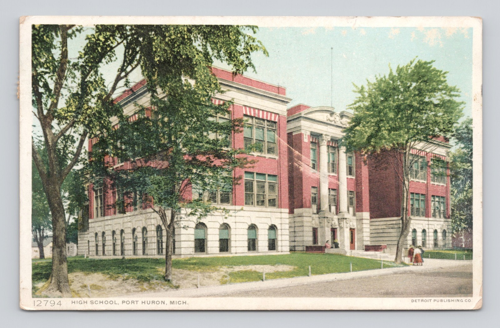 Postcard High School in Port Huron, Michigan ~ 1911