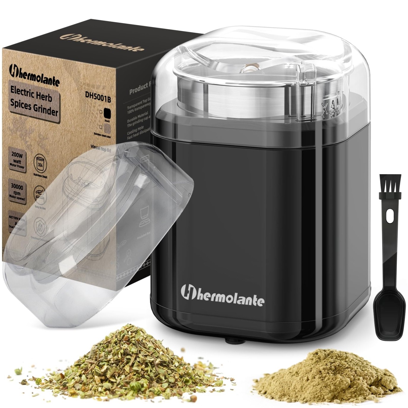 Hermolante Herb Grinder Spice Grinder, 200 w Herb Grinder with Stainless Steel B Hermolante Herb Grinder Spice Grinder, 200 w Herb Grinder with Stainless Steel B