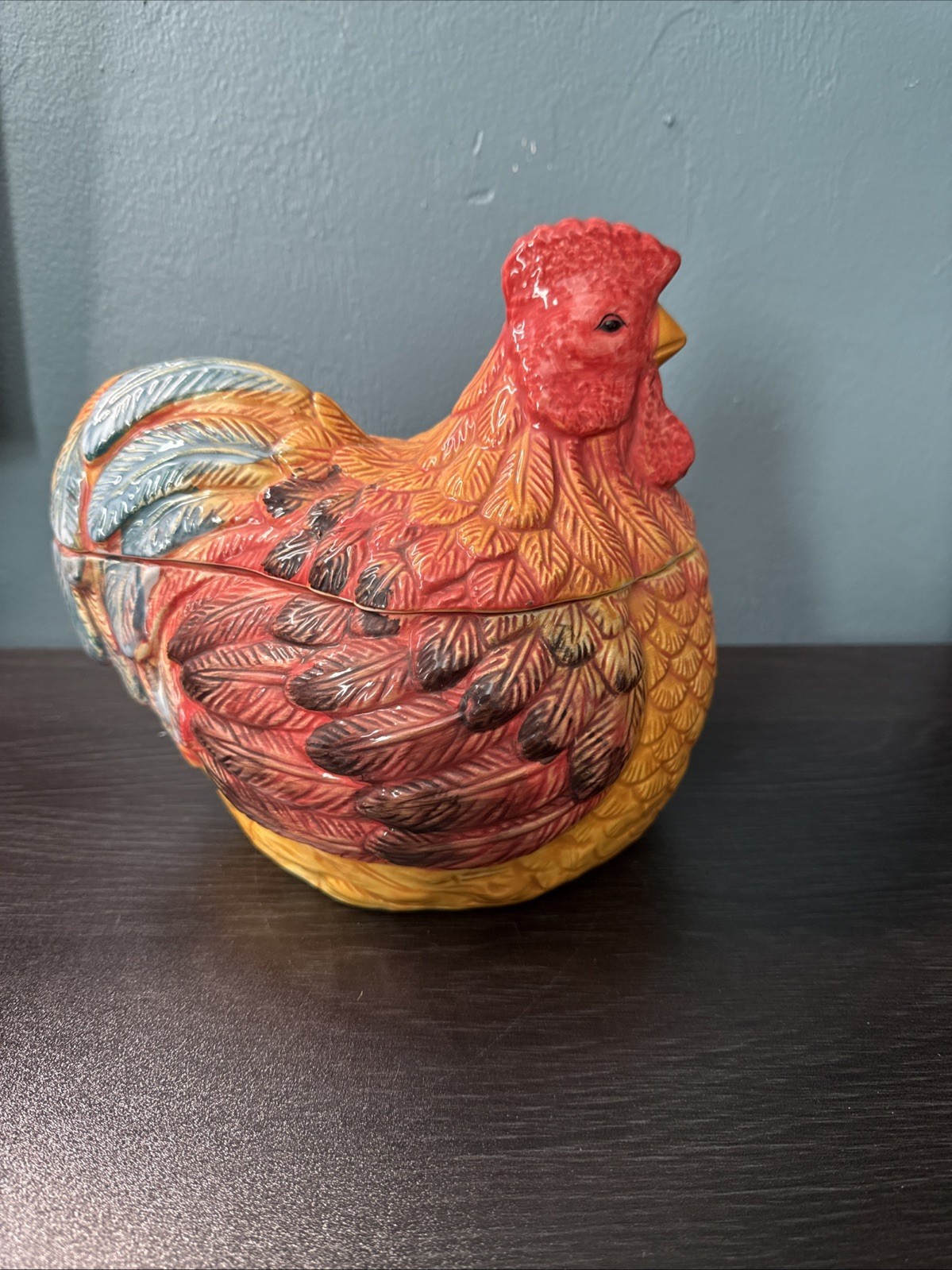 Vintage country Gate By Enesco Ceramic Rooster Cookie Jar