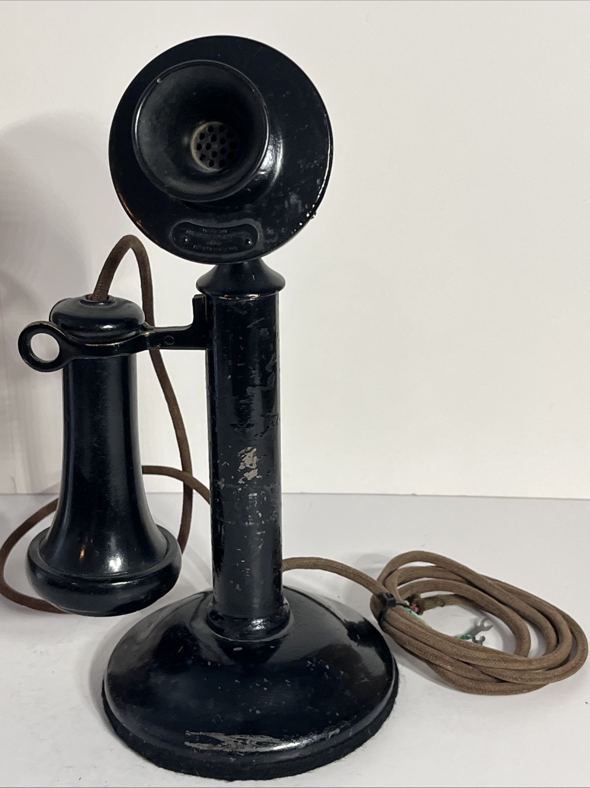 Antique American Telephone And Telegraph 1913 Black Candlestick Telephone Antique American Telephone And Telegraph 1913 Black Candlestick Telephone