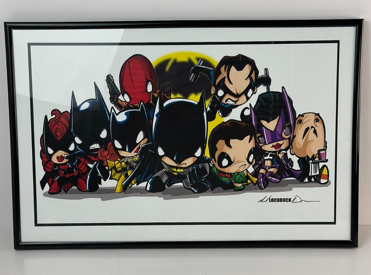 Michael Duron Locoduck Batman Family Art Print Framed Chibi DC Comics wall decor