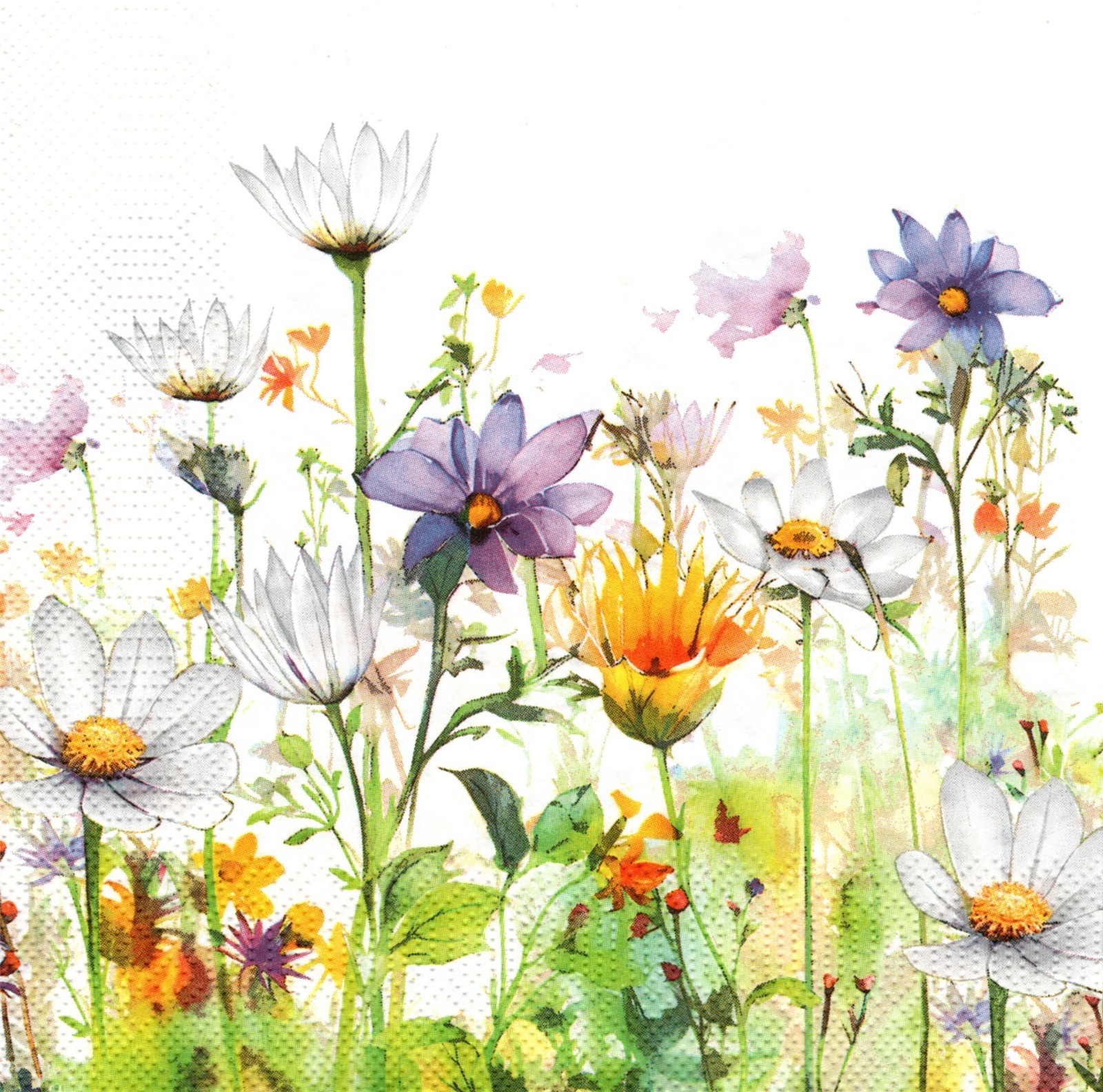 (2) Two Paper Lunch Napkins for Decoupage/Mixed Media - Beautiful Flower Meadow
