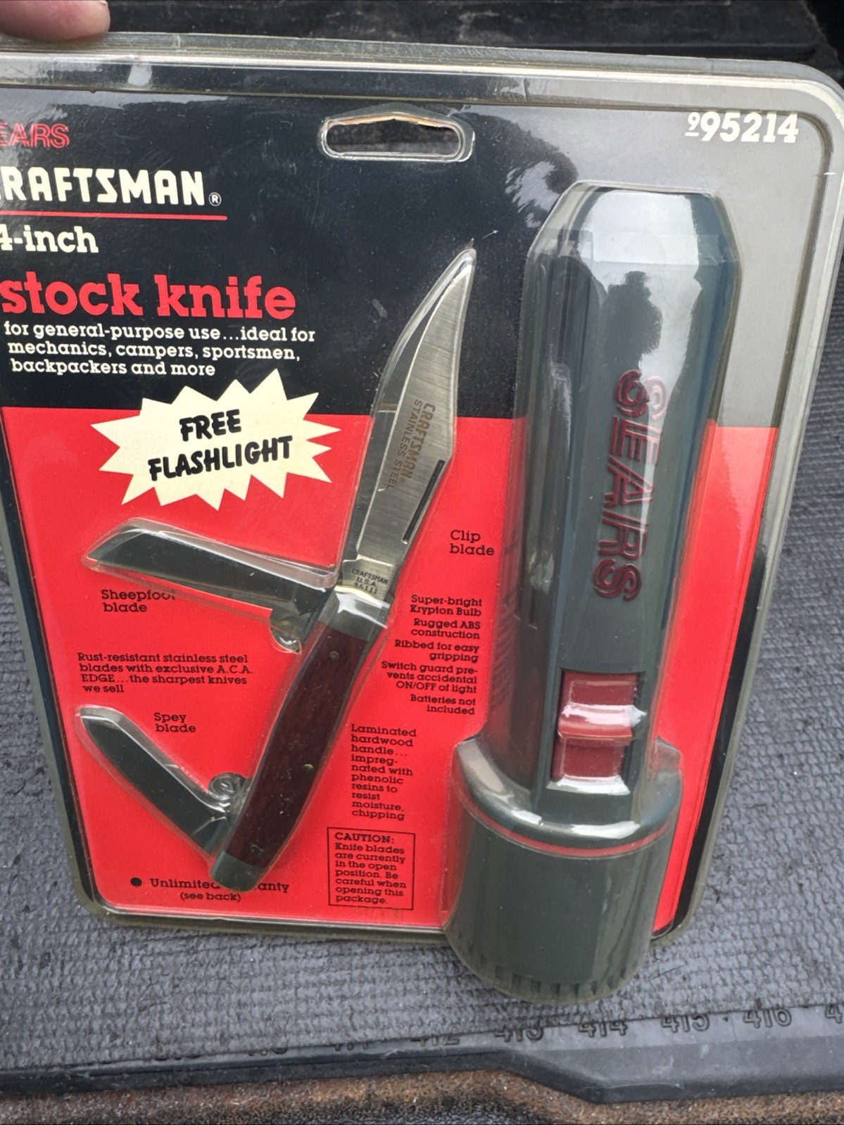 Sexy Sears Craftsman USA Nos Stock Knife 4” Flashlight Combo 95214 Pocketknife
