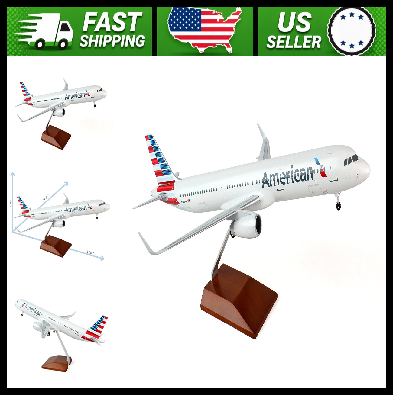Sky Marks American Airlines Airbus Model Airplane 1:100 Wood Stand Sky Marks American Airlines Airbus Model Airplane 1:100 Wood Stand