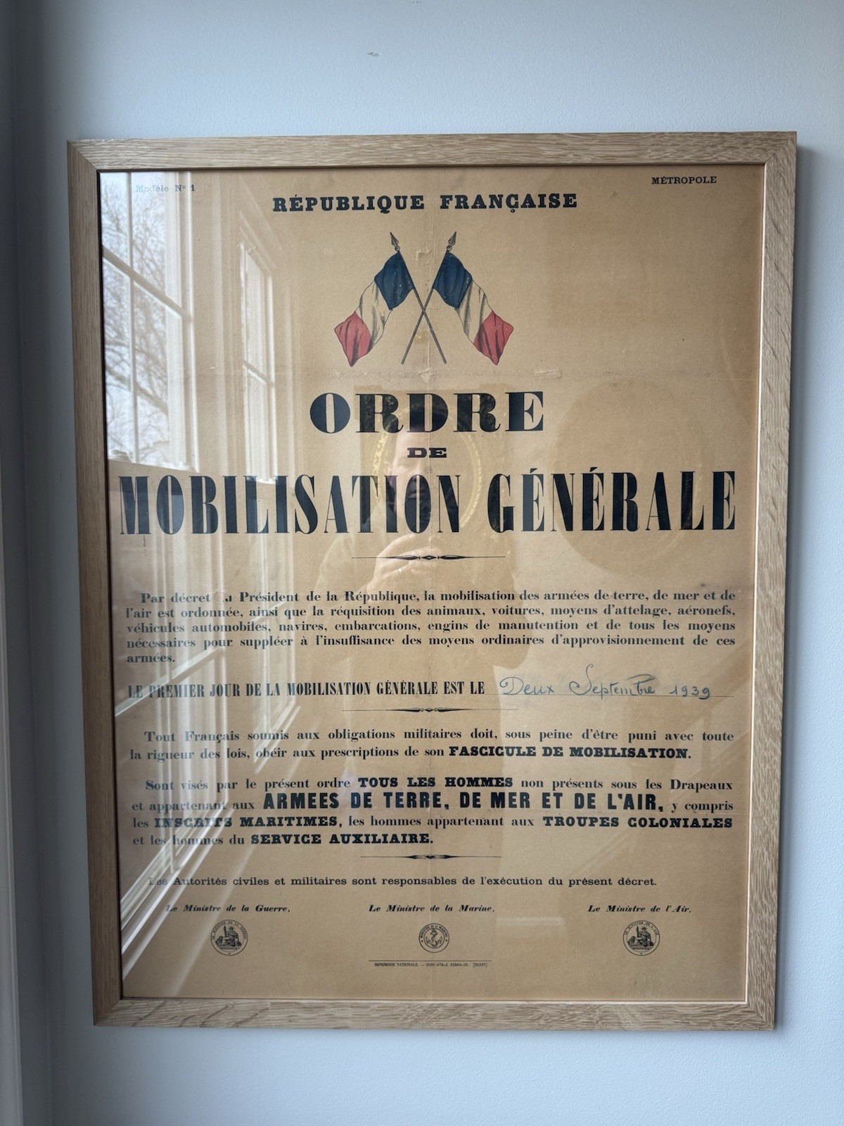WWII Poster General Mobilization France 1939 Framed Original WW2