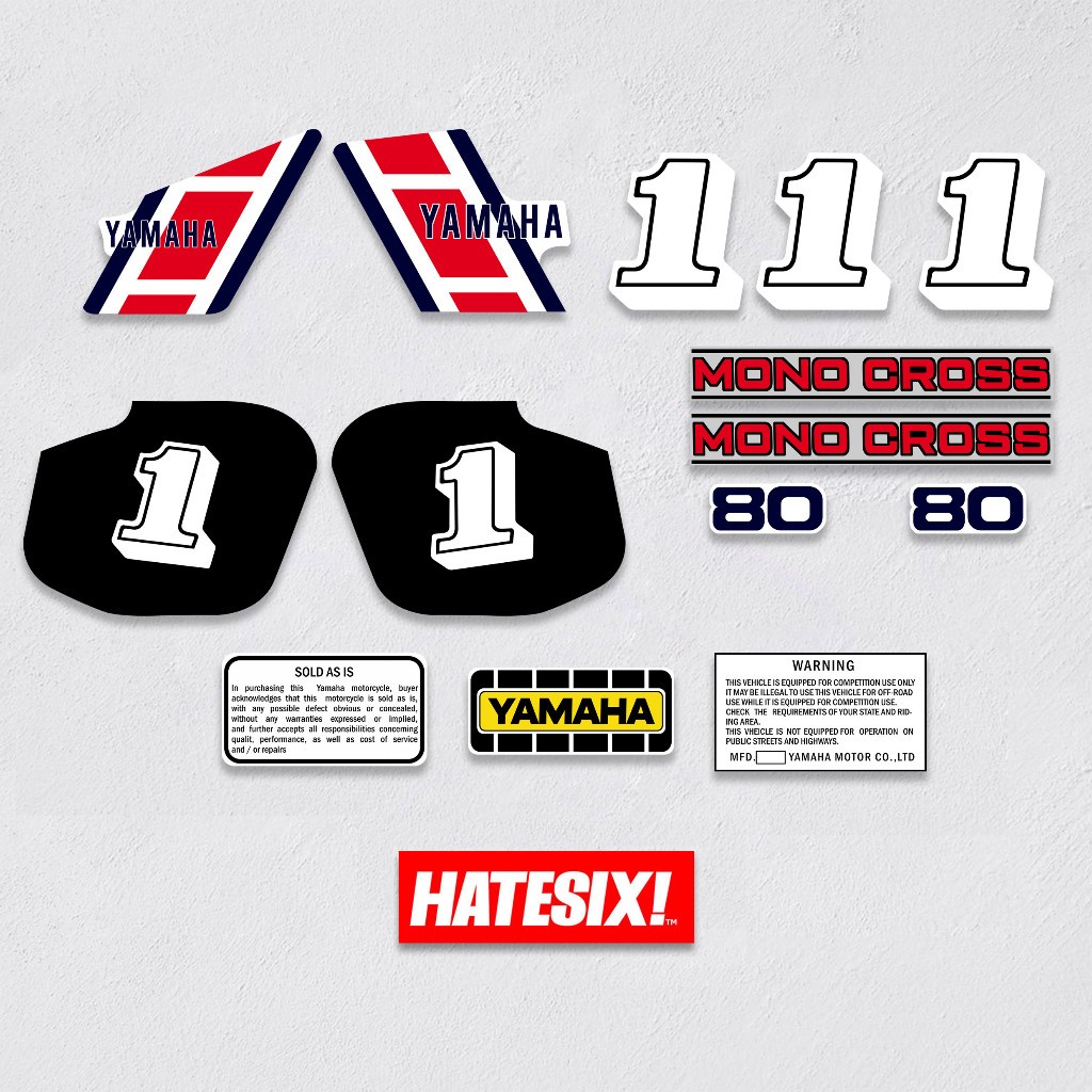 Sticker Decal Yamaha YZ80 1985 side cover fuel tank