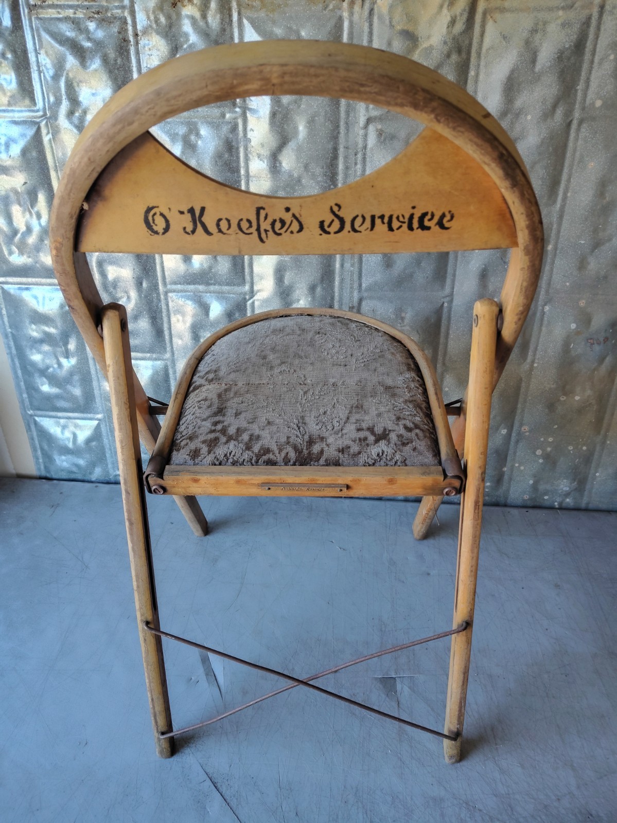 Antique Vintage O'Keefes Service Station Advertising Chair