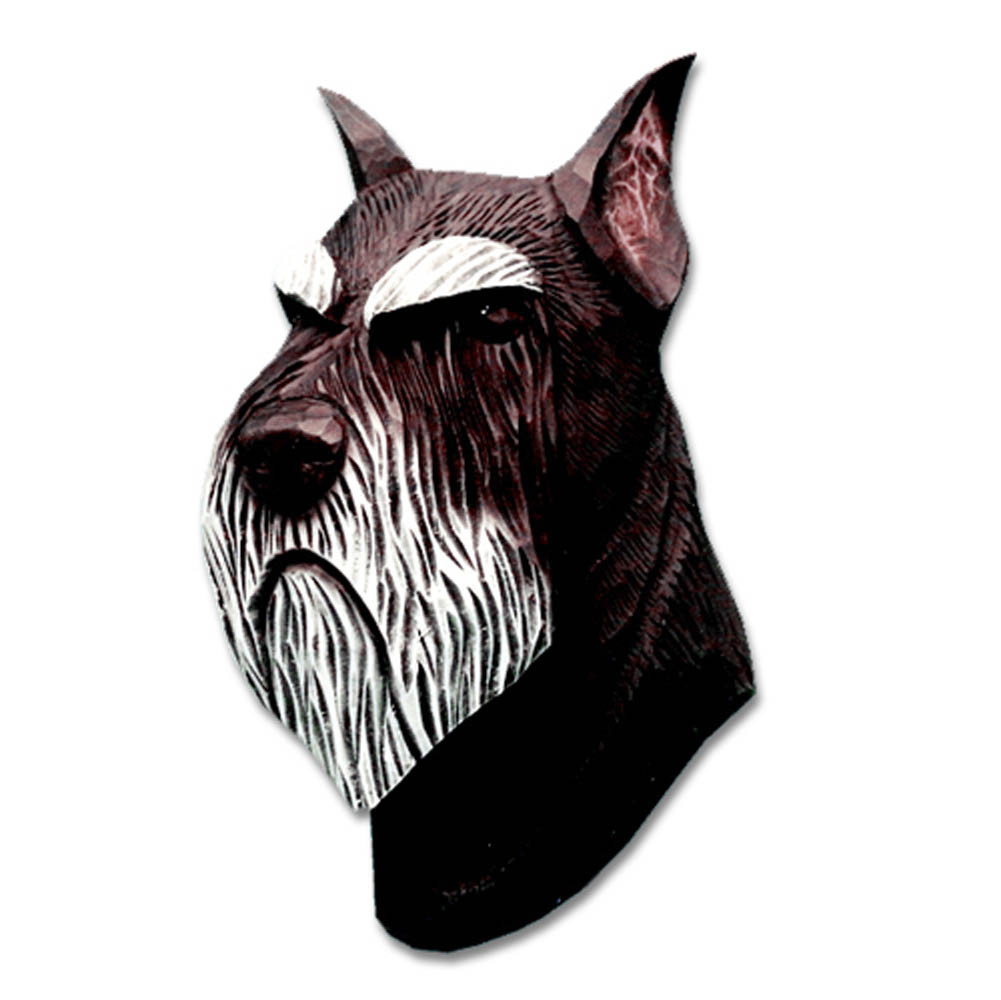 Schnauzer Head Plaque Figurine Black/Silver