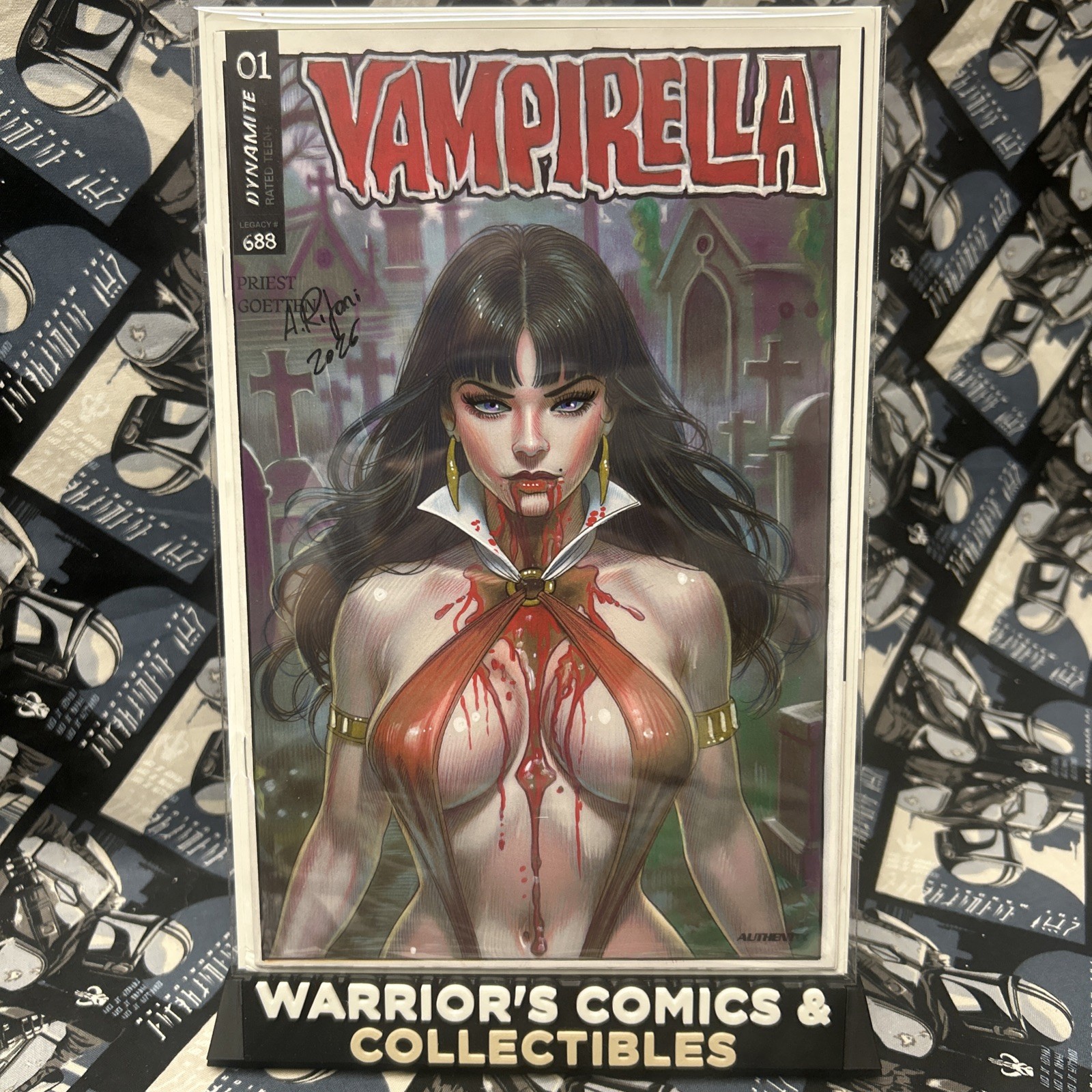 Vampirella 1 Blank Sketch Original Mixed Media Art by Aurelio Rigoni COA 🔥