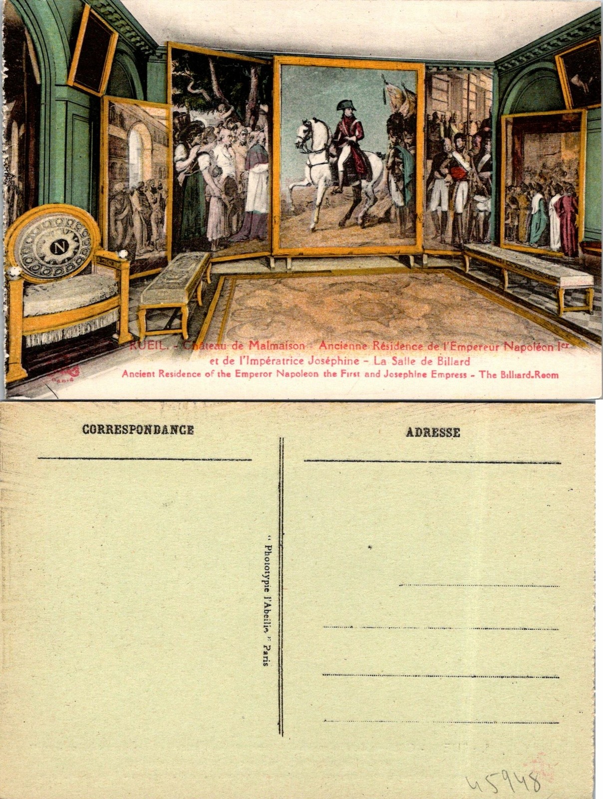 Rueil France Ancient Residence Emporer Napolean Postcard Unused (45948)