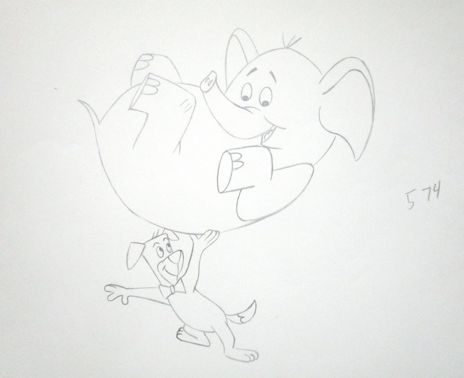 1964 HUCKLEBERRY HOUND HANNA-BARBERA ORIGINAL PRODUCTION cel DRAWING elephant 1964 HUCKLEBERRY HOUND HANNA-BARBERA ORIGINAL PRODUCTION cel DRAWING elephant