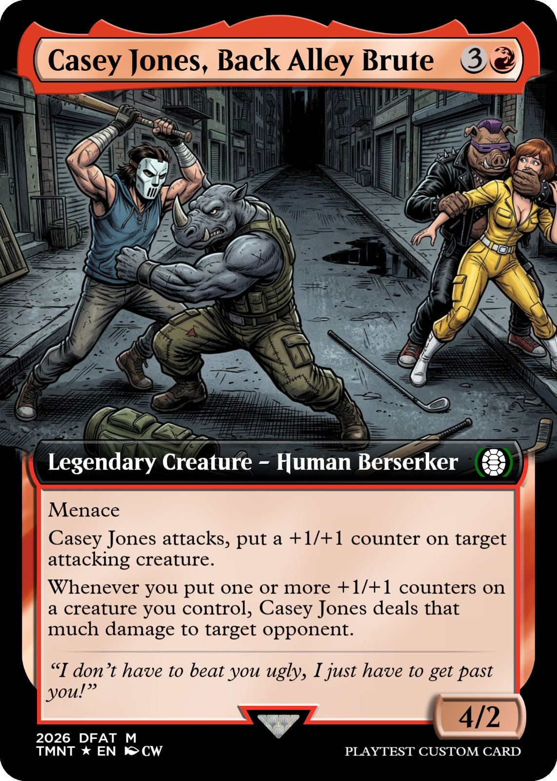 Casey Jones Back Alley Brute - April O\'Neil TMNT MTG Proxy / Playtest CUSTOM