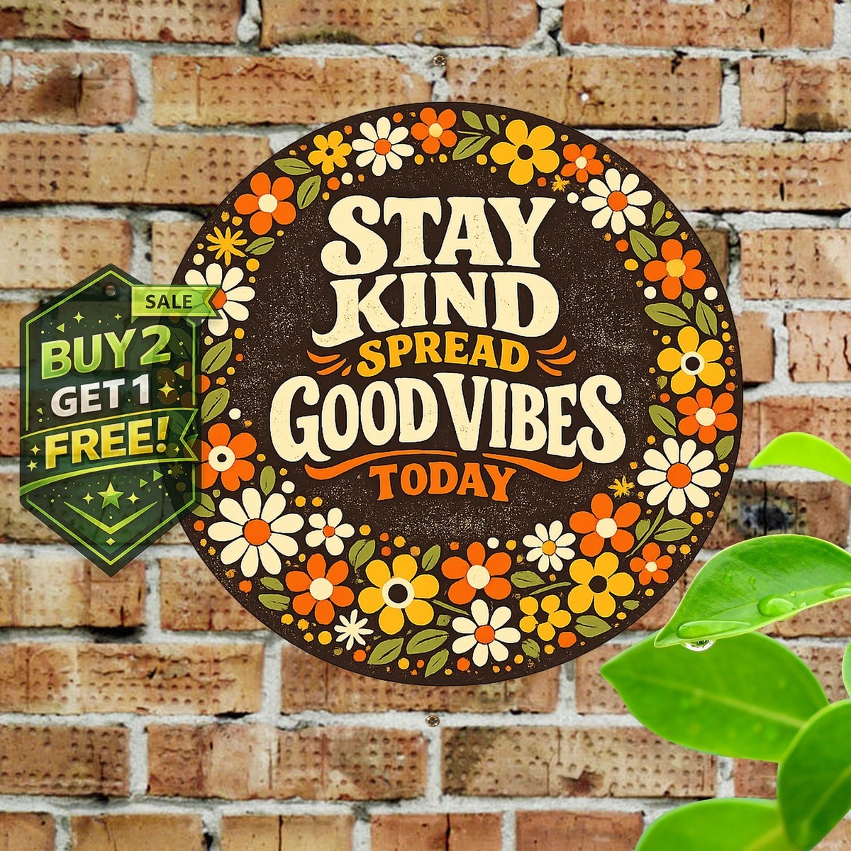 Be Groovy Or Leave Psychedelic Retro 60s 70s Round Metal Wall Sign