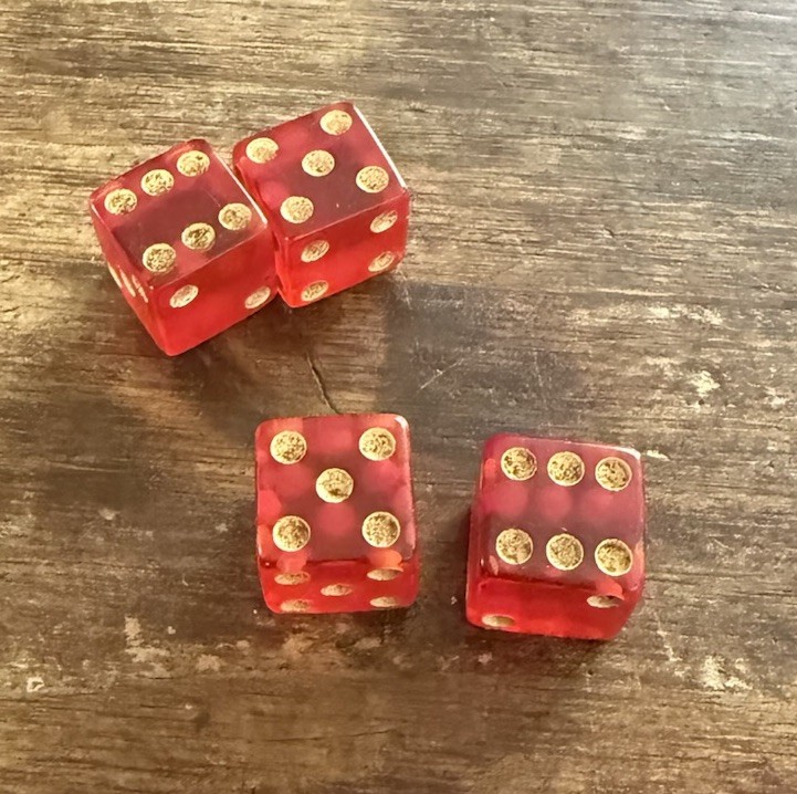 A105 Vintage Magic Trick Or Gag Lucky 7 Or 11 Dice Always Roll Seven Or Eleven