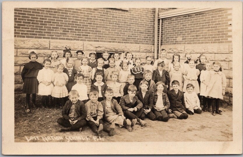c1910s LOST NATION, Iowa RPPC Postcard School Children / Class - TURNER Photo