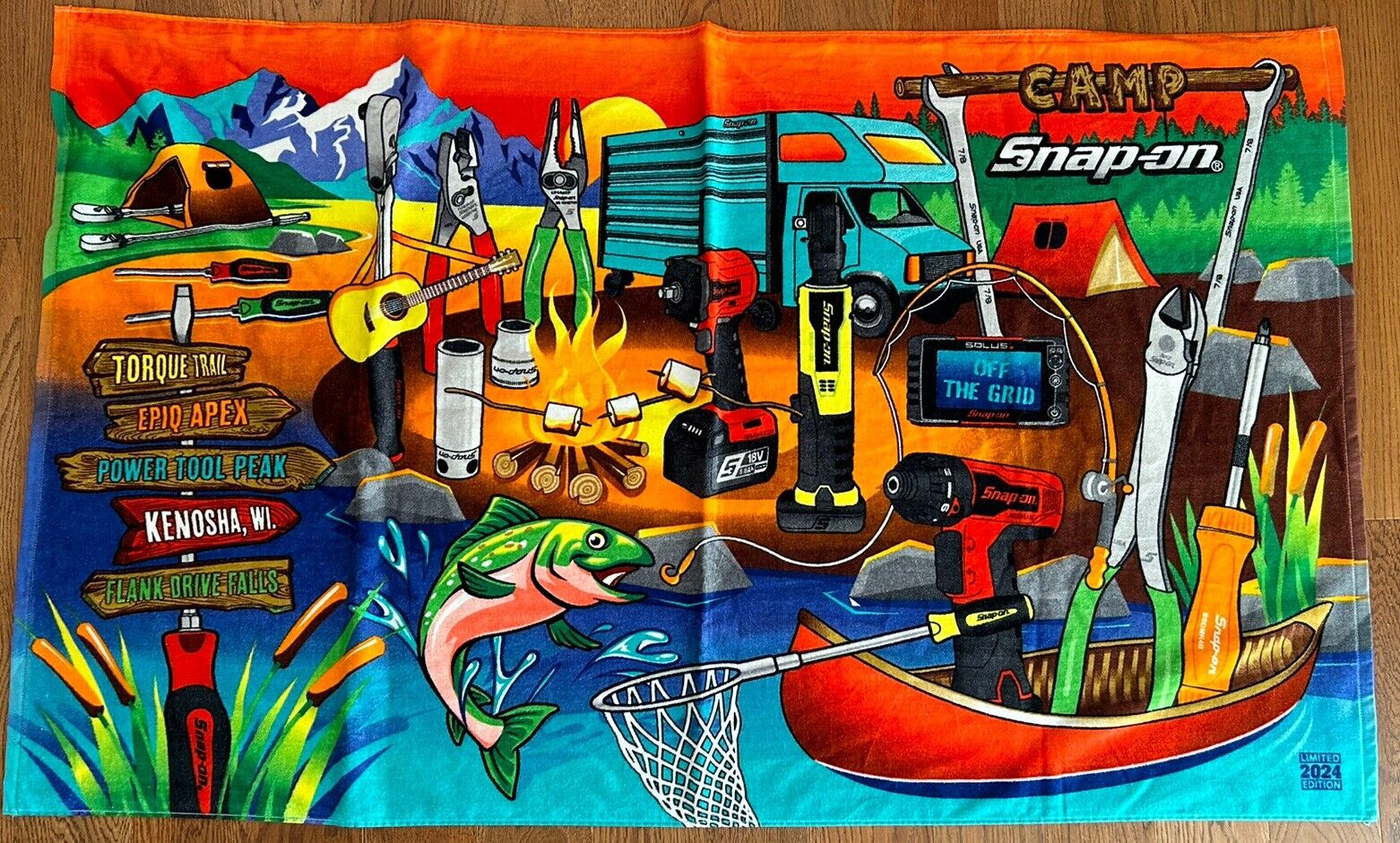 CAMP 2024 SNAP-ON TOOL, Off The Grid Large Beach Towel New 100%Cotton Limited